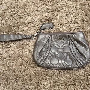 Silver Coach wristlet